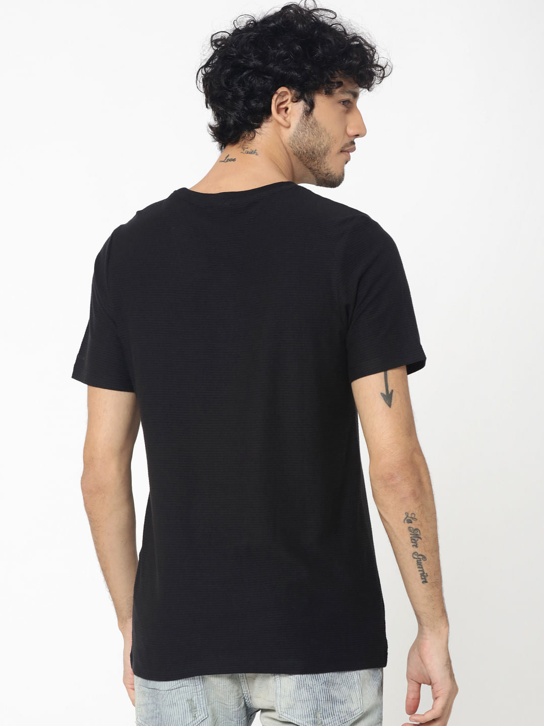 Black Graphic Print Crew Neck T-Shirt