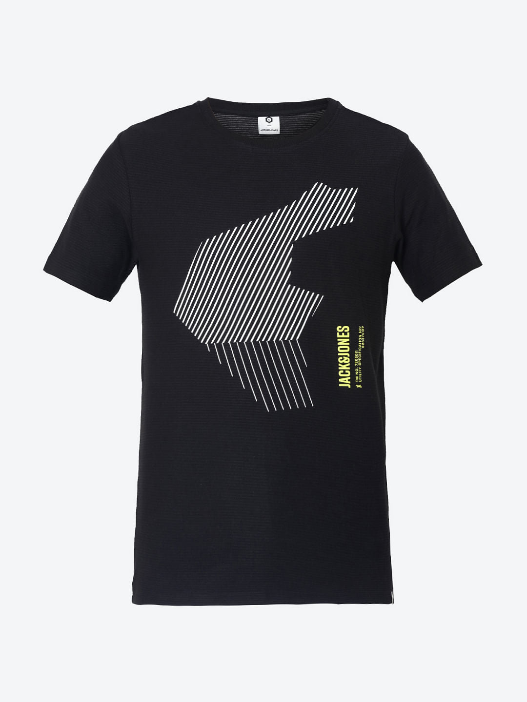 Black Graphic Print Crew Neck T-Shirt