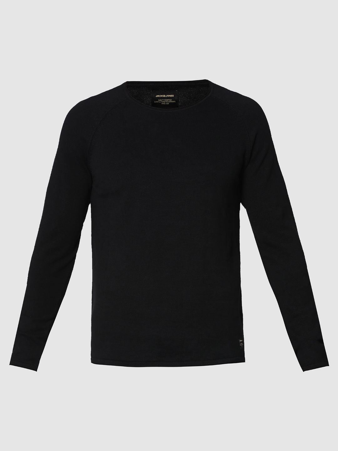 Black Raglan Sleeves Crew Neck Sweatshirt