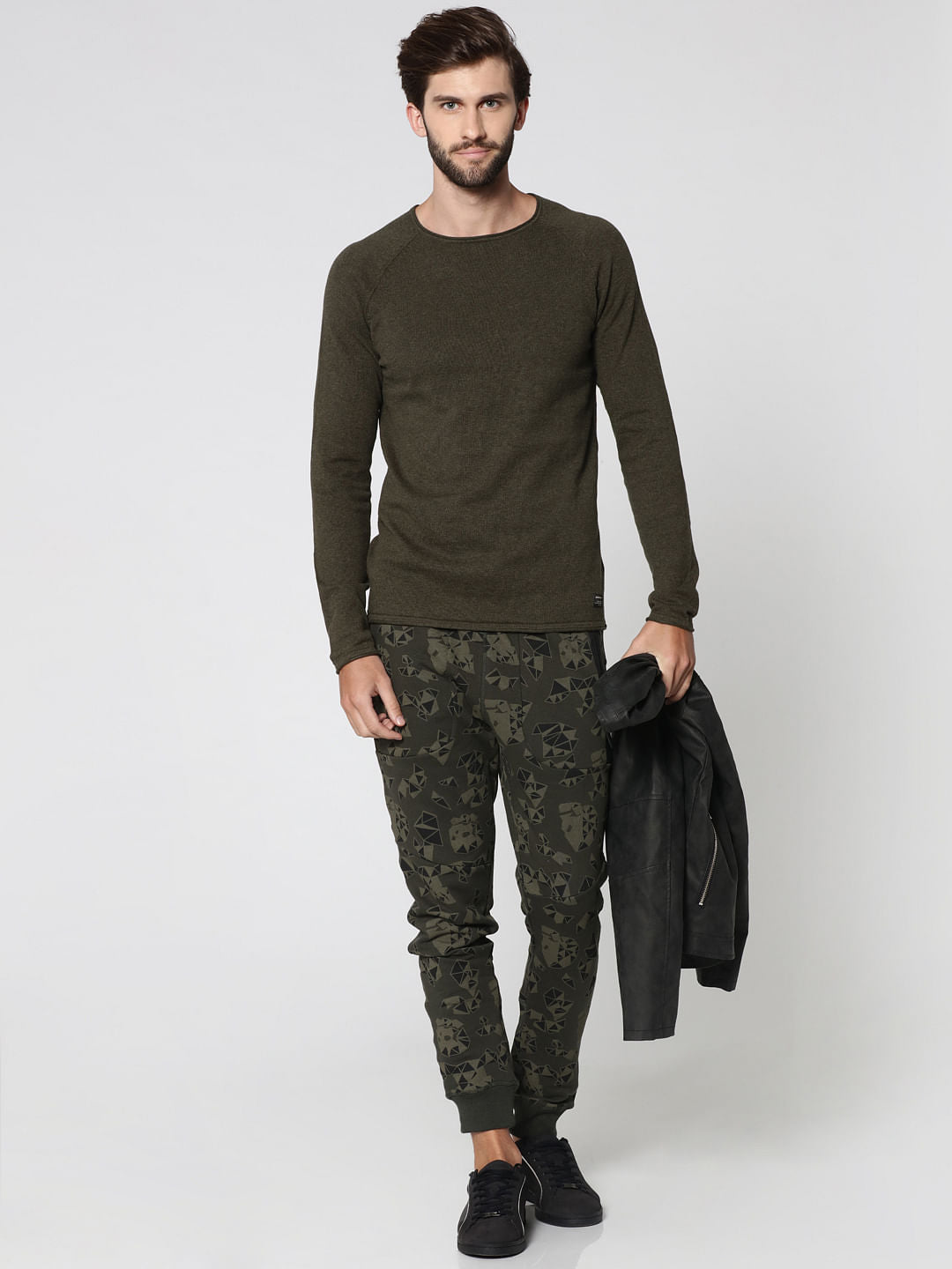Olive Green Raglan Sleeves Sweatshirt