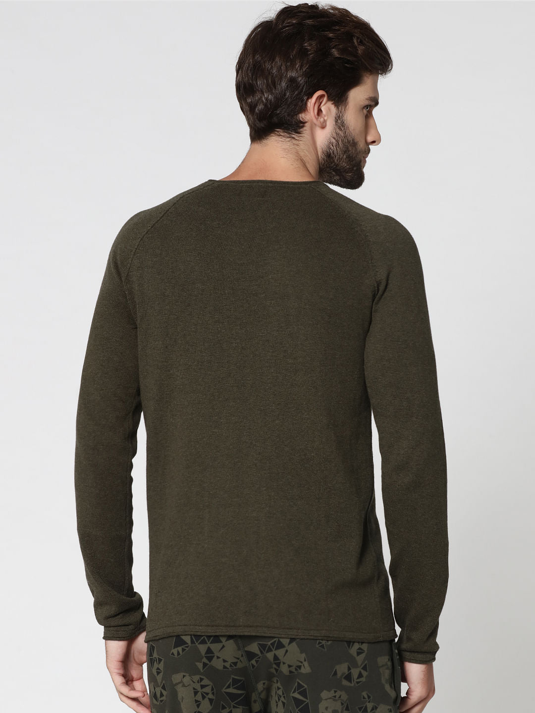 Olive Green Raglan Sleeves Sweatshirt
