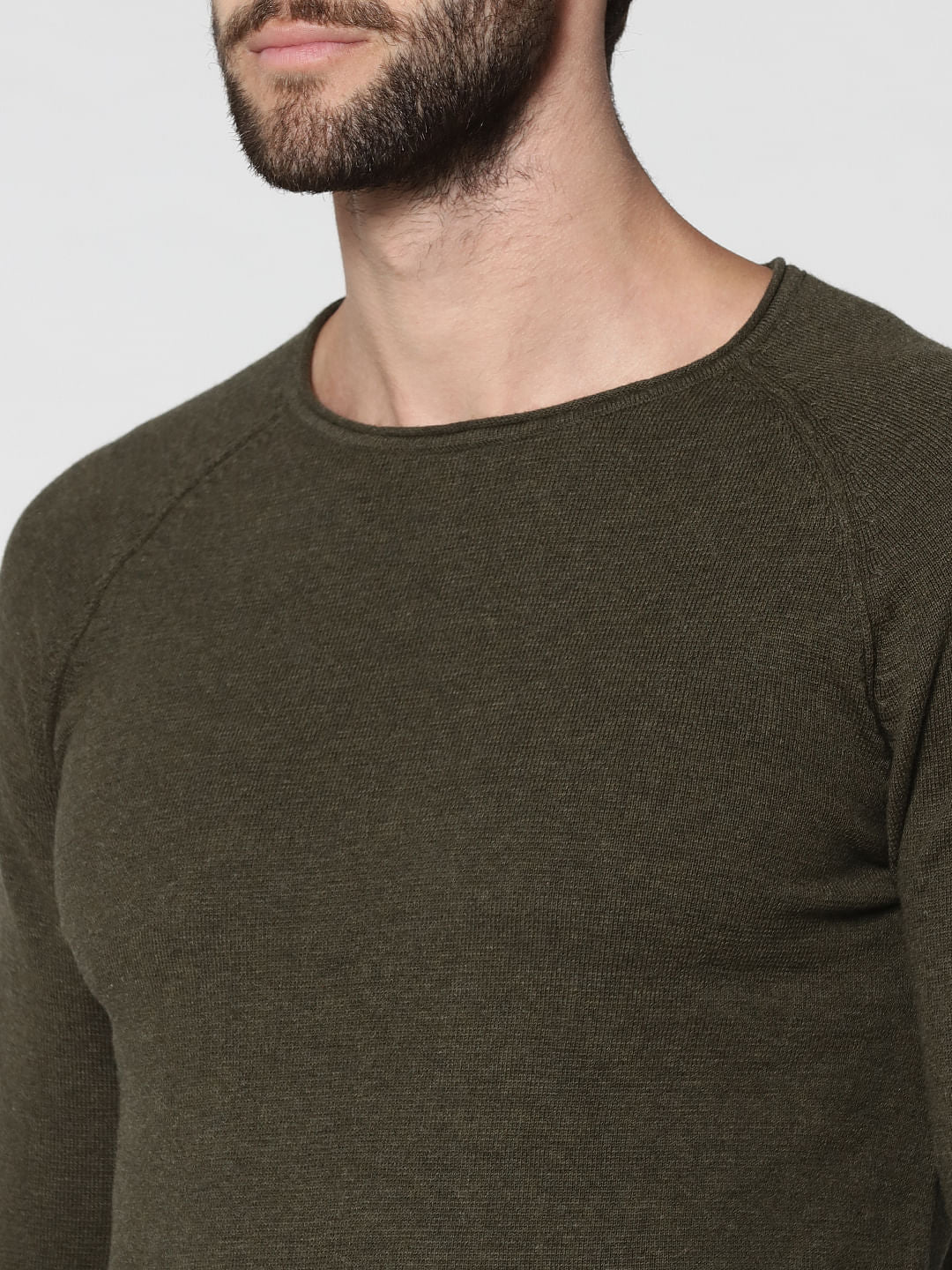 Olive Green Raglan Sleeves Sweatshirt