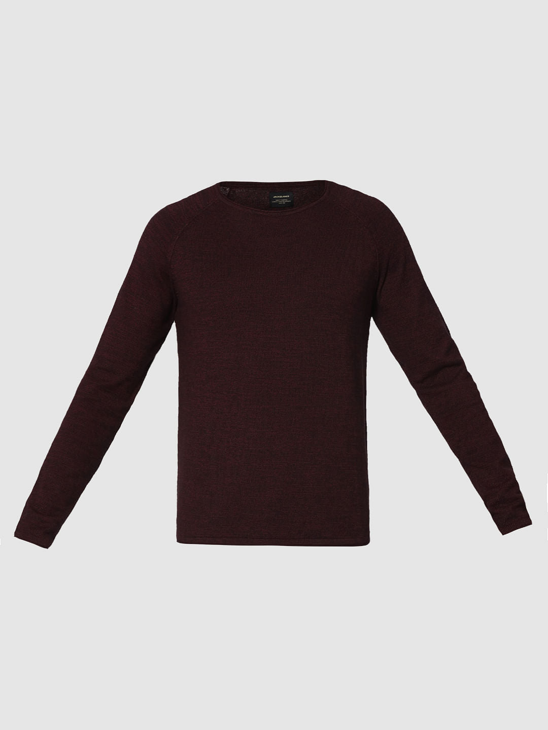 Burgundy Raglan Sleeves Crew Neck Sweatshirt