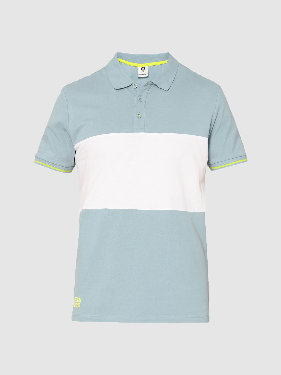 Light Blue Colour Blocked Polo T-Shirt