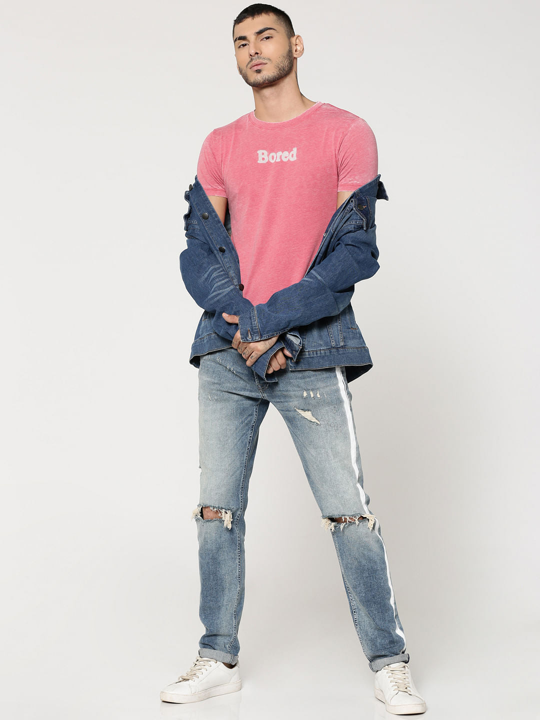 Red Text Print Crew Neck T-Shirt