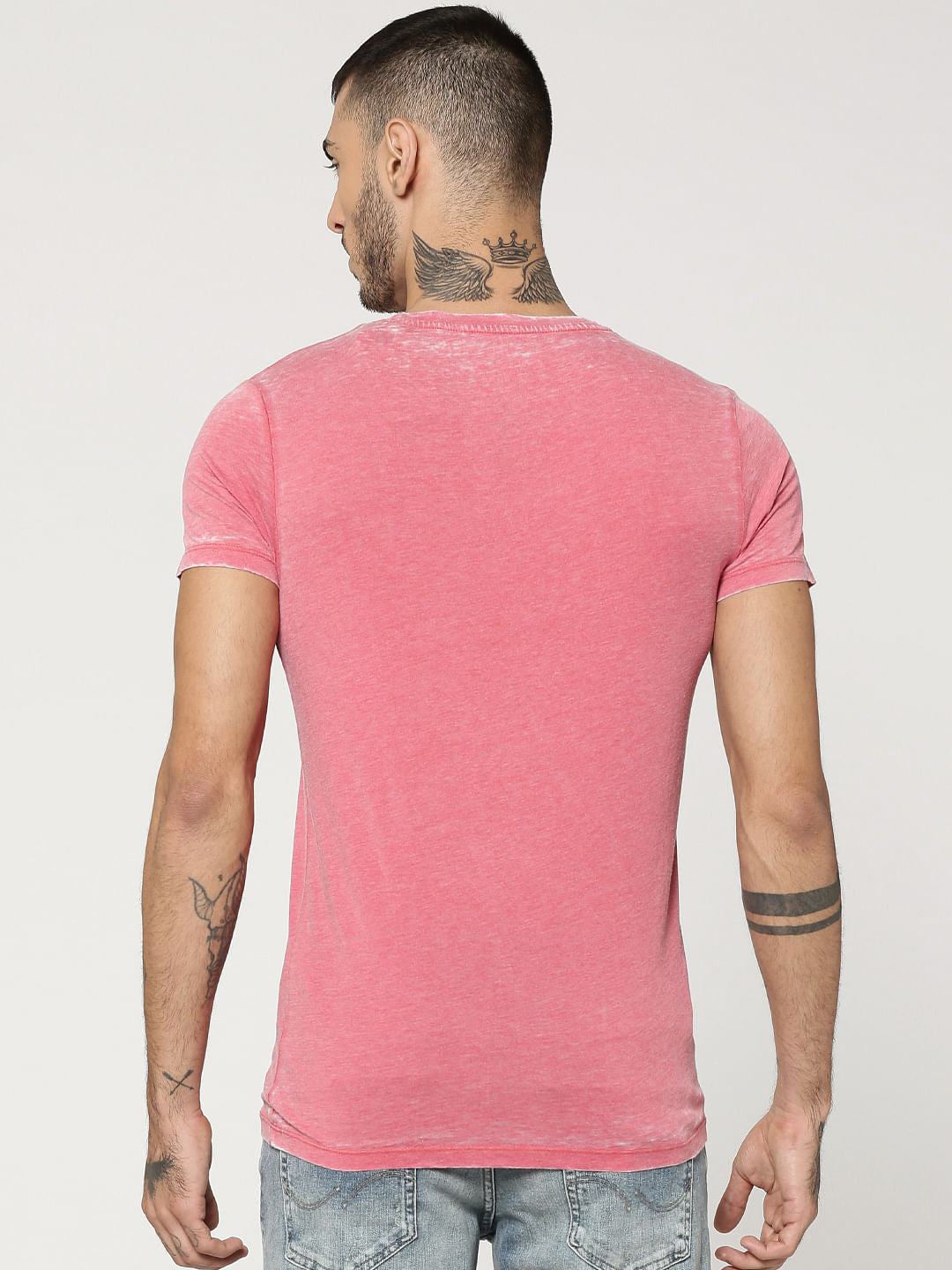 Red Text Print Crew Neck T-Shirt