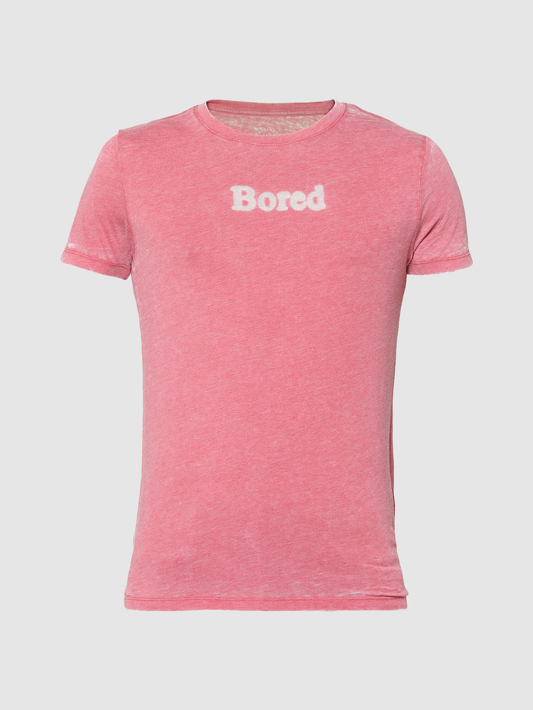 Red Text Print Crew Neck T-Shirt