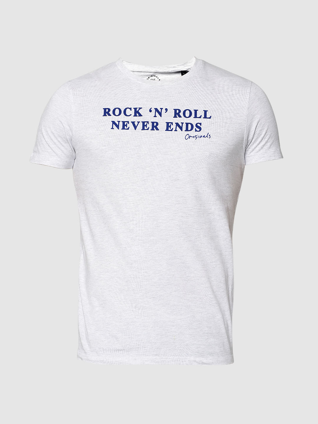 White Text Print Crew Neck T-Shirt