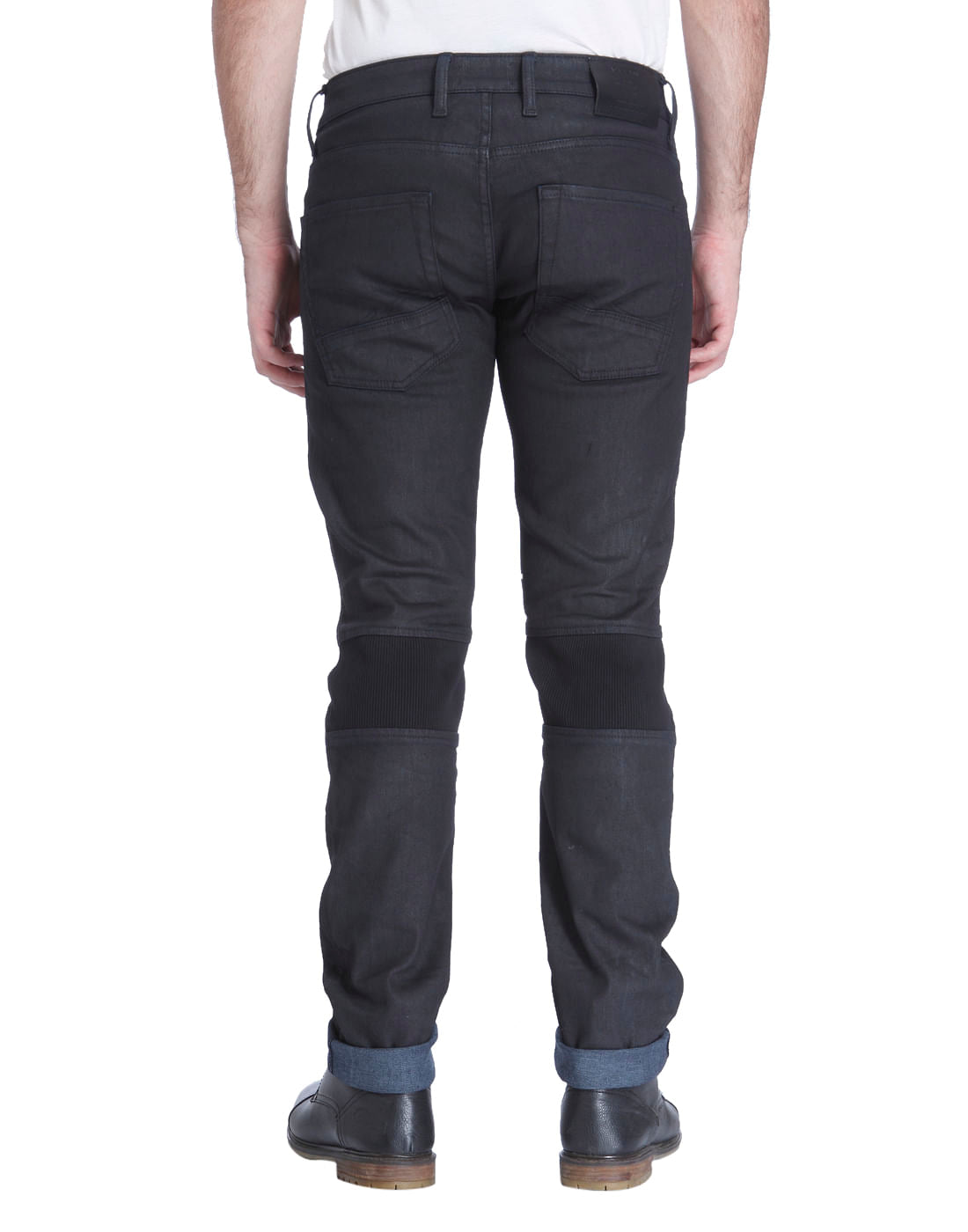 Black Low Rise Slim Fit Biker Jeans