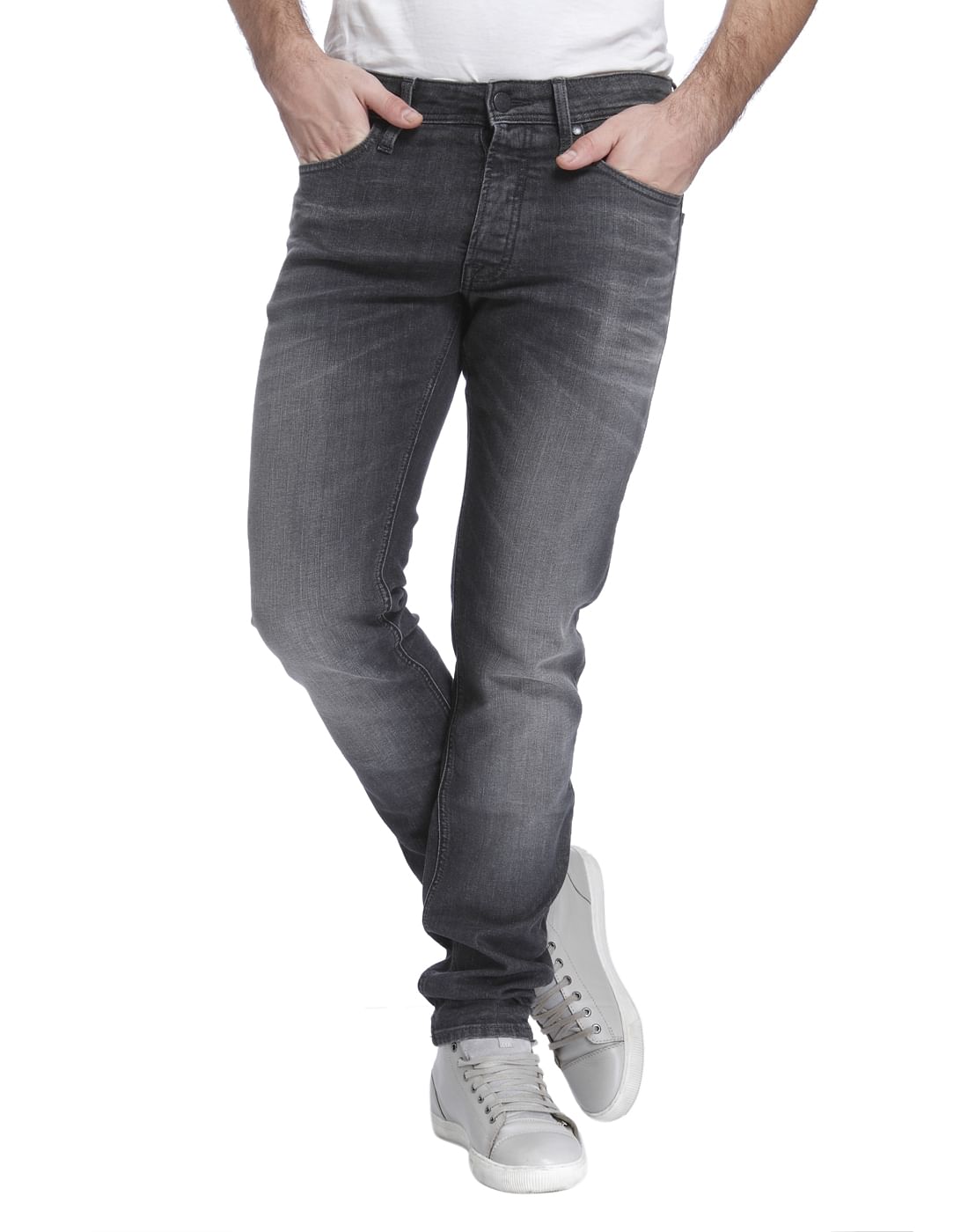 Grey Mid Rise Relaxed Fit Jeans - 28/32