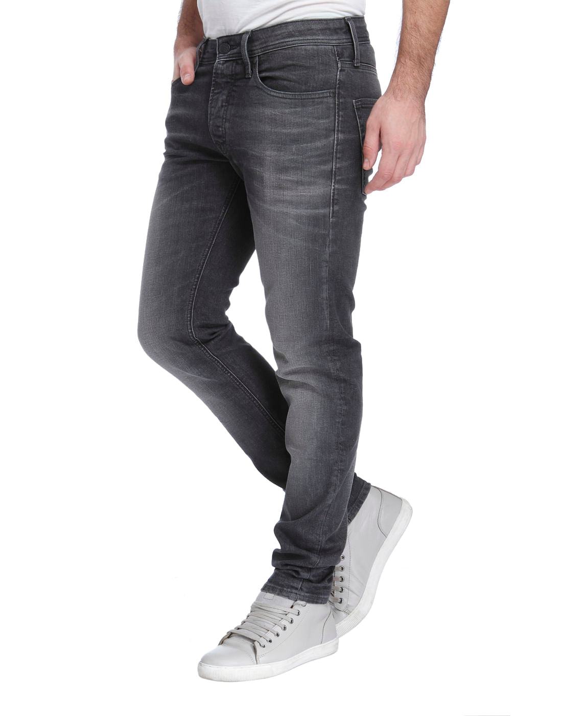 Grey Mid Rise Relaxed Fit Jeans