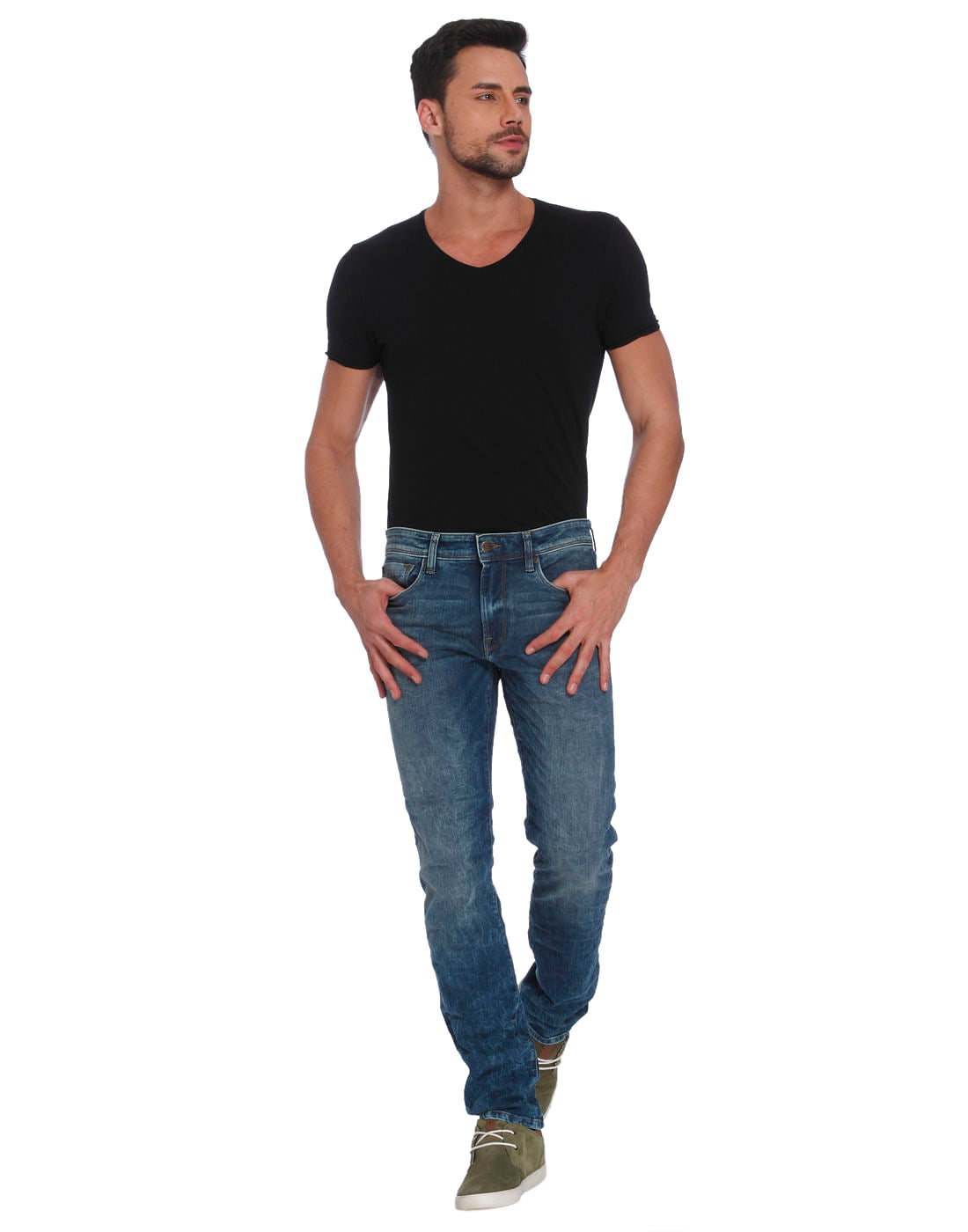 Dark Blue Low Rise Slim Fit Jeans