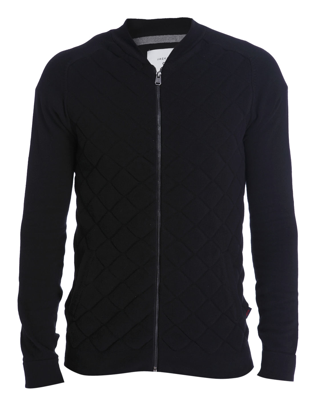 Black Quilted Zip Up Cardigan