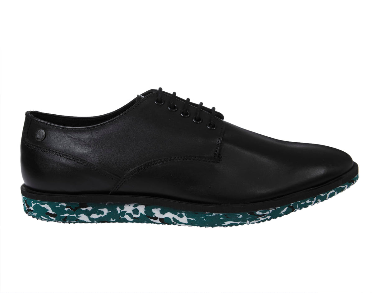 Black Camo Leather Derby Shoes - 6