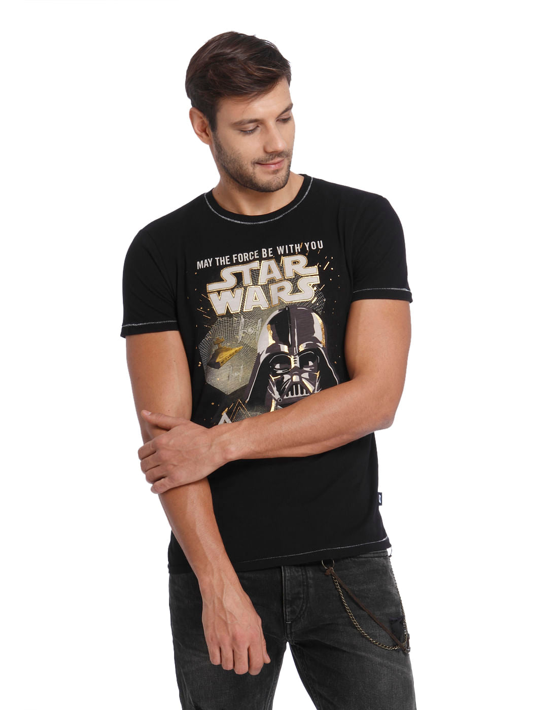 Star Wars Black Darth Vader Print Crew Neck T-Shirt - S