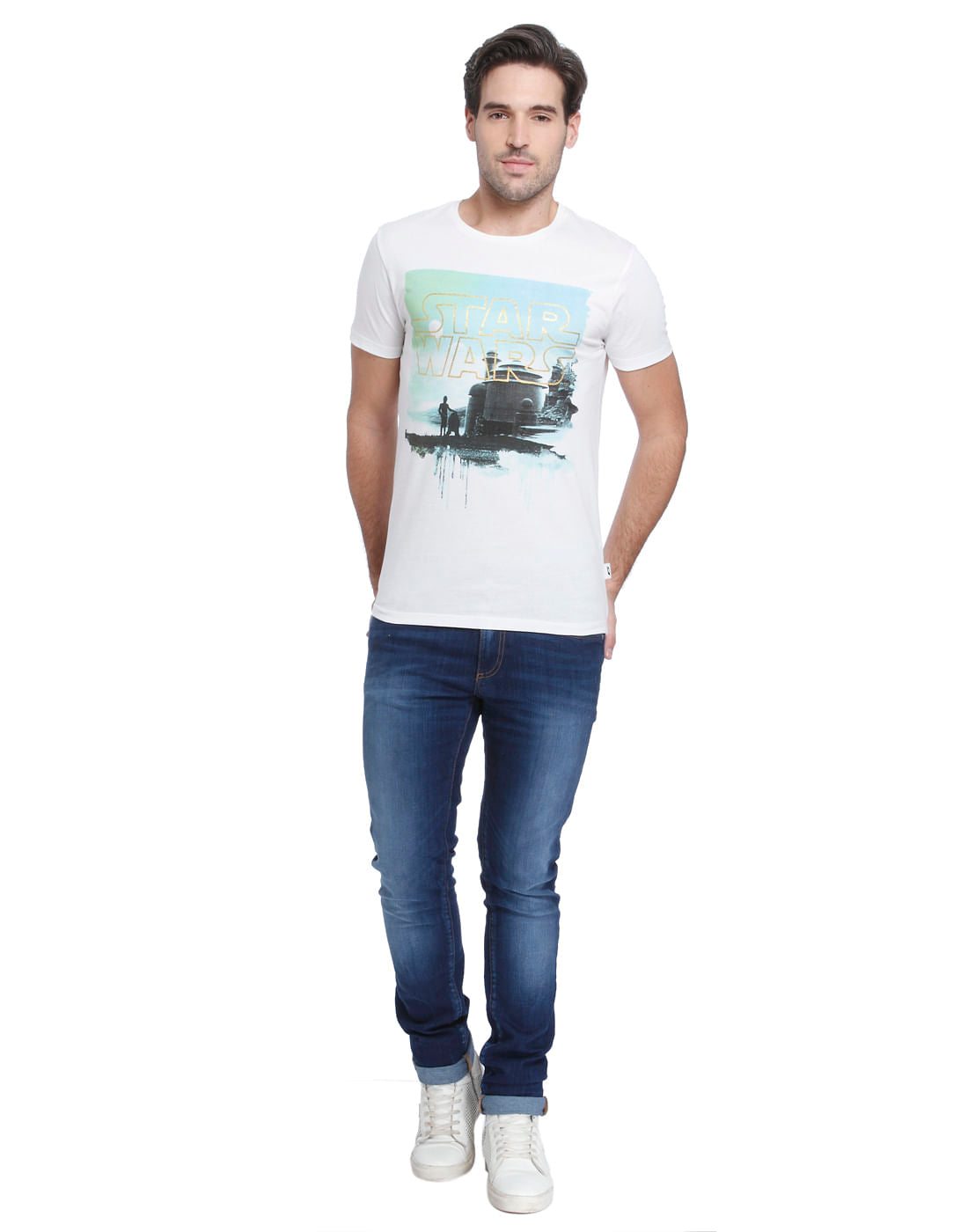 Star Wars White Graphic Print Crew Neck T-Shirt