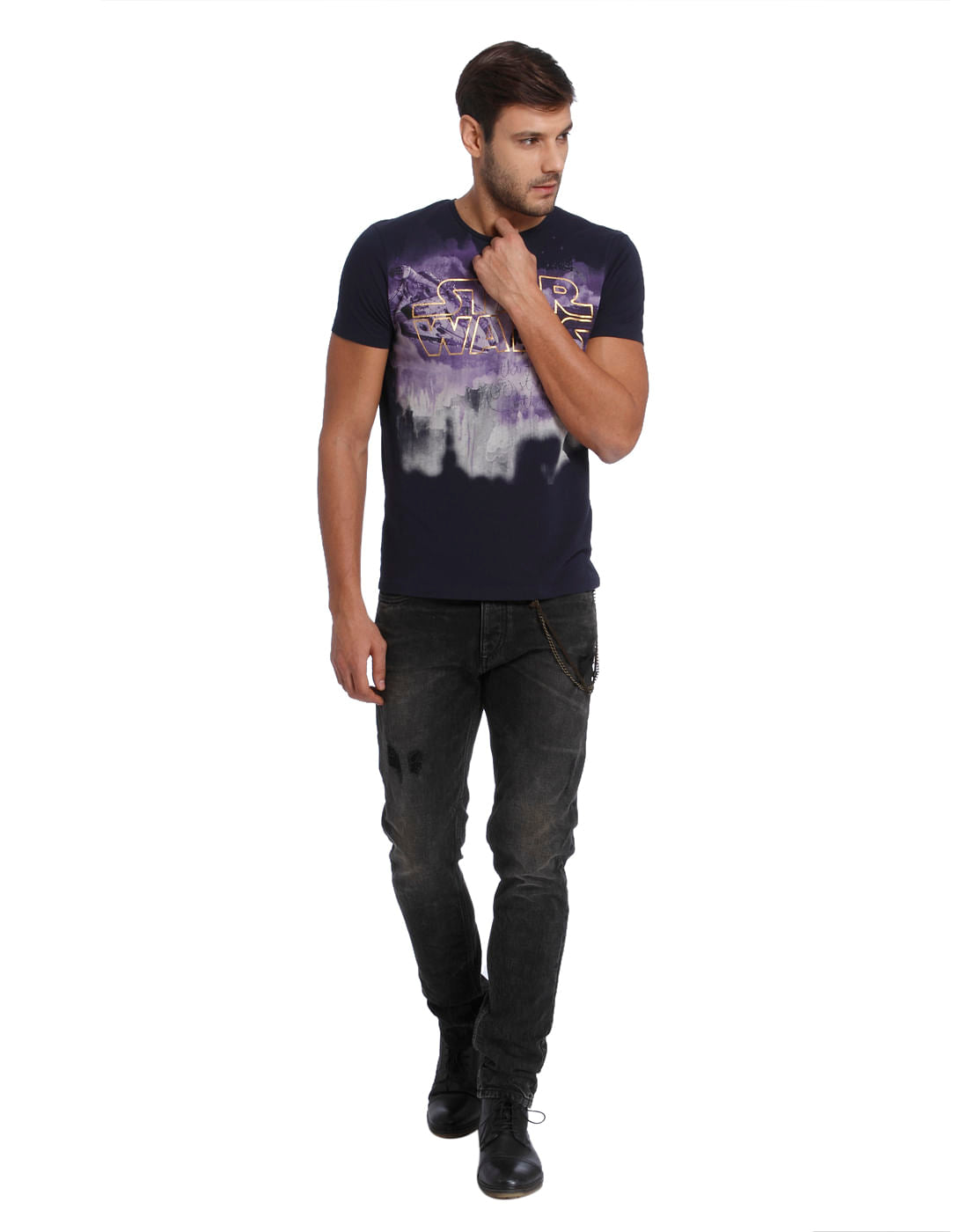 Star Wars Dark Blue Star Wars Print Crew Neck T-Shirt