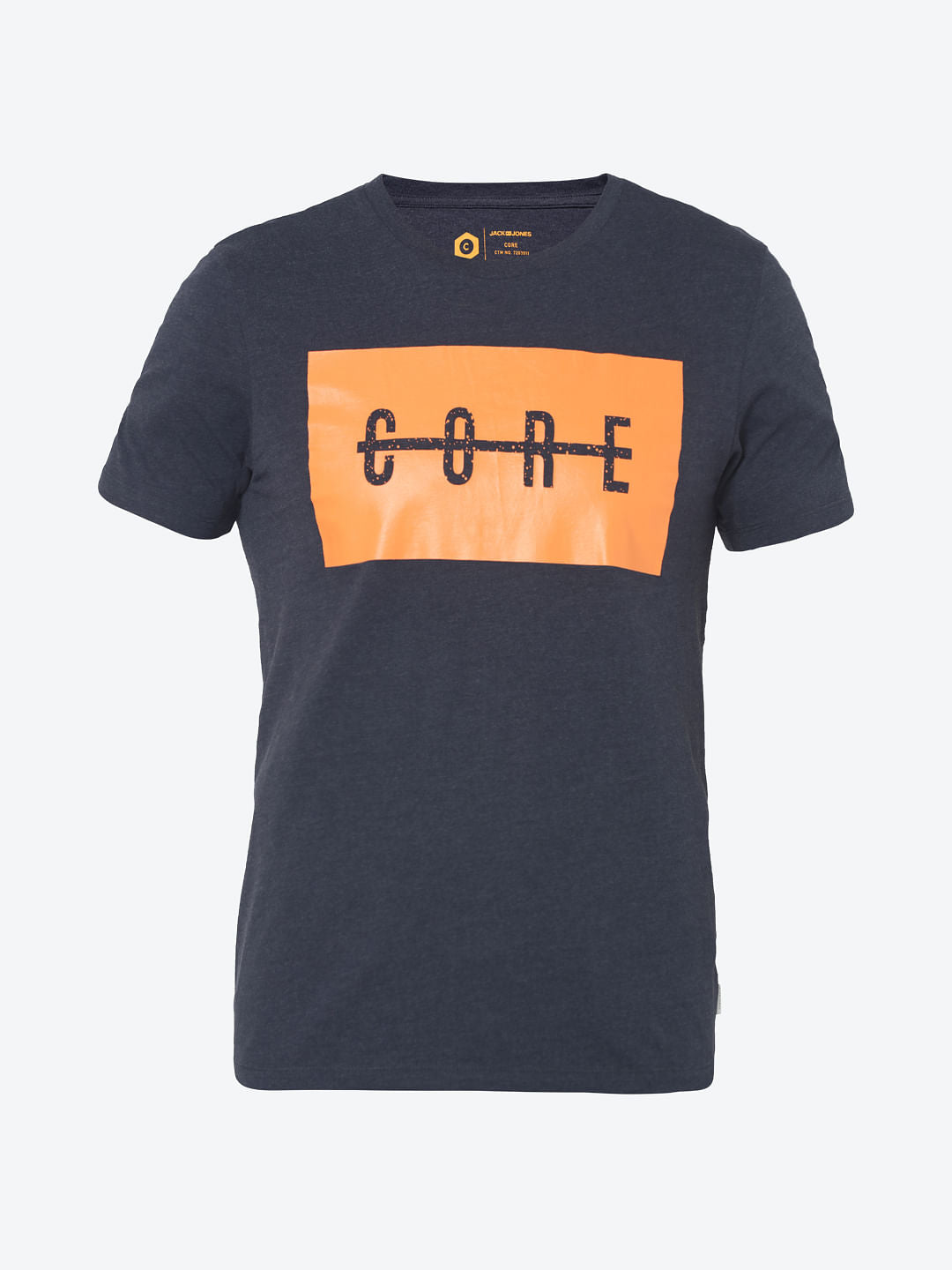 Blue Graphic Print Colour Blocked Crew Neck T-Shirt