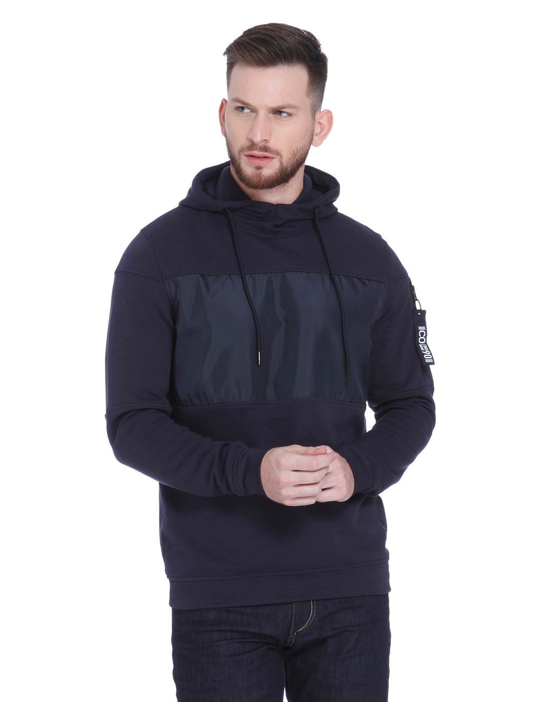 Dark Blue Hoodie Sweatshirt - S
