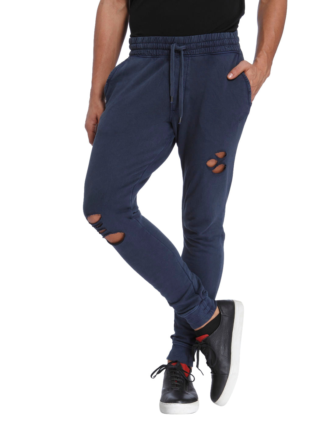 Blue Ripped Sweatpants - S