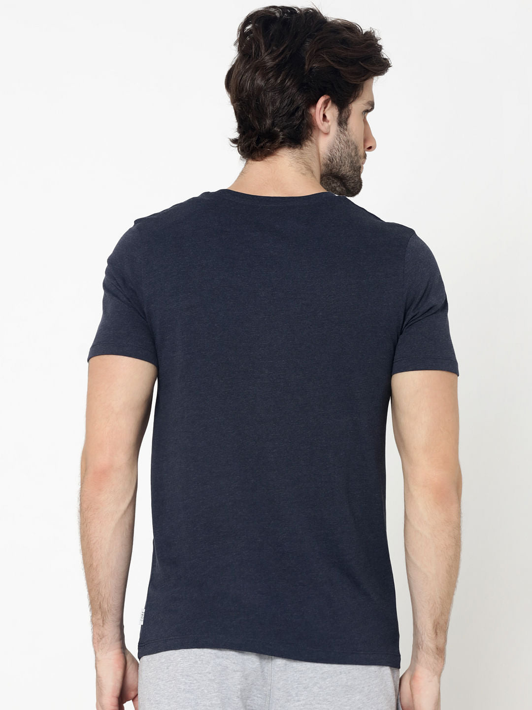 Blue Logo Print Crew Neck T-Shirt
