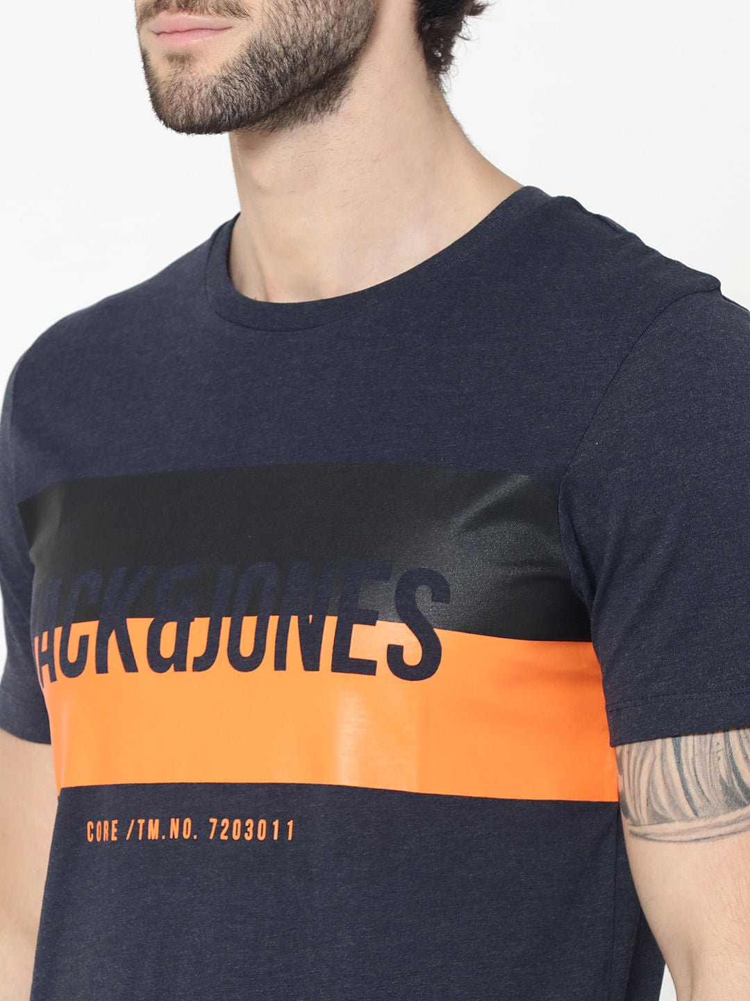 Blue Logo Print Crew Neck T-Shirt