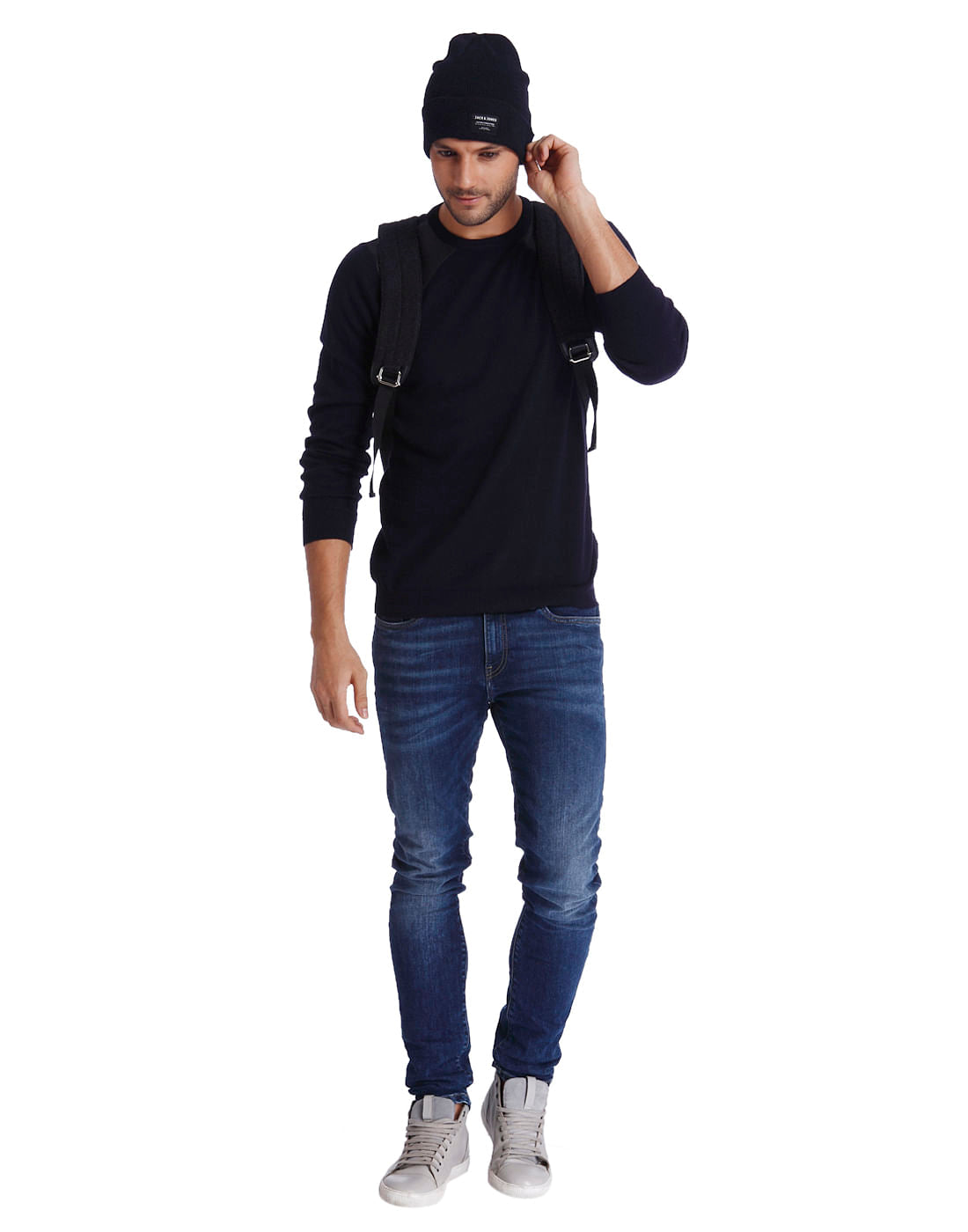 Dark Blue Regular Fit Pullover