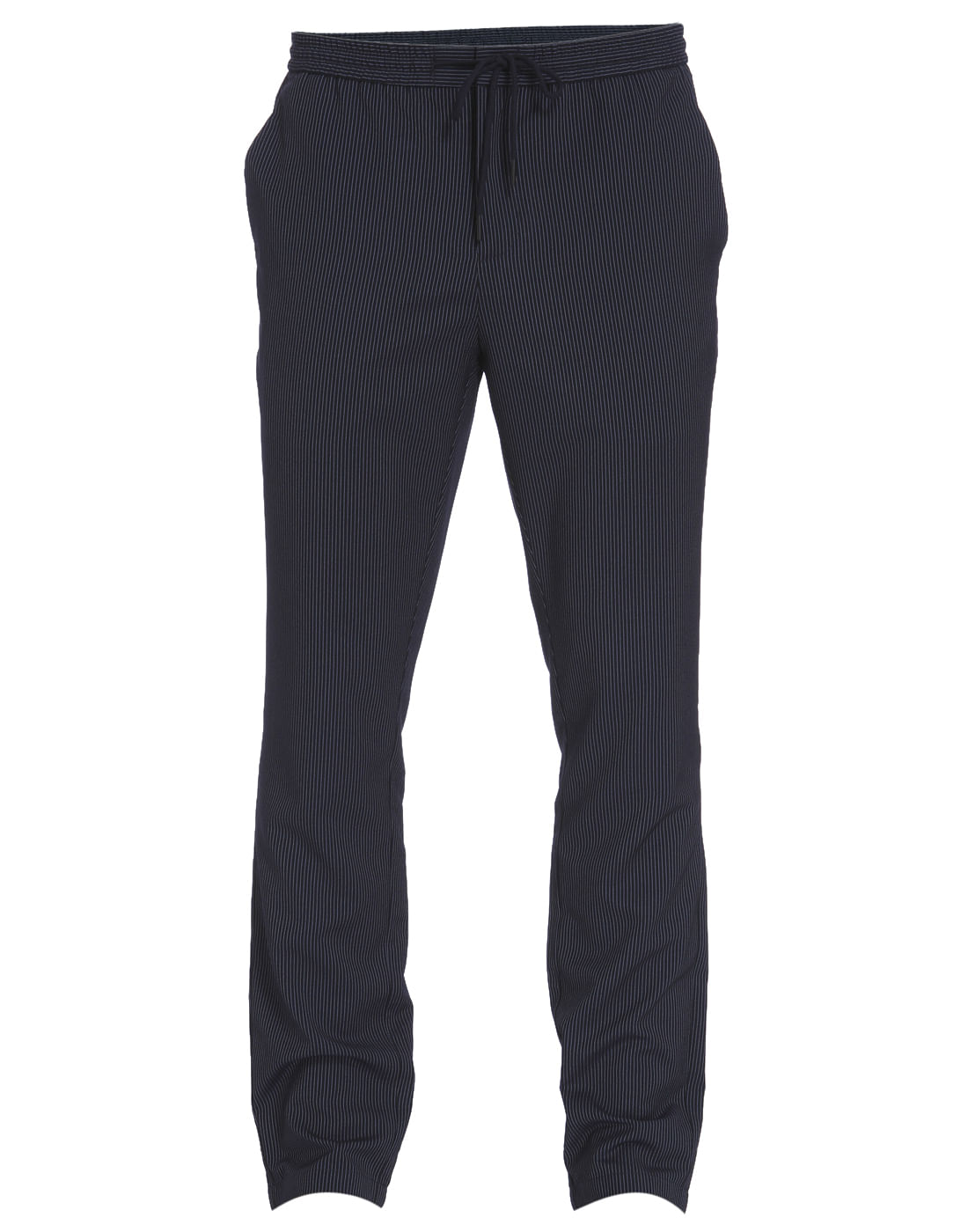 Dark Blue Striped Drawstring Slim Sweatpants