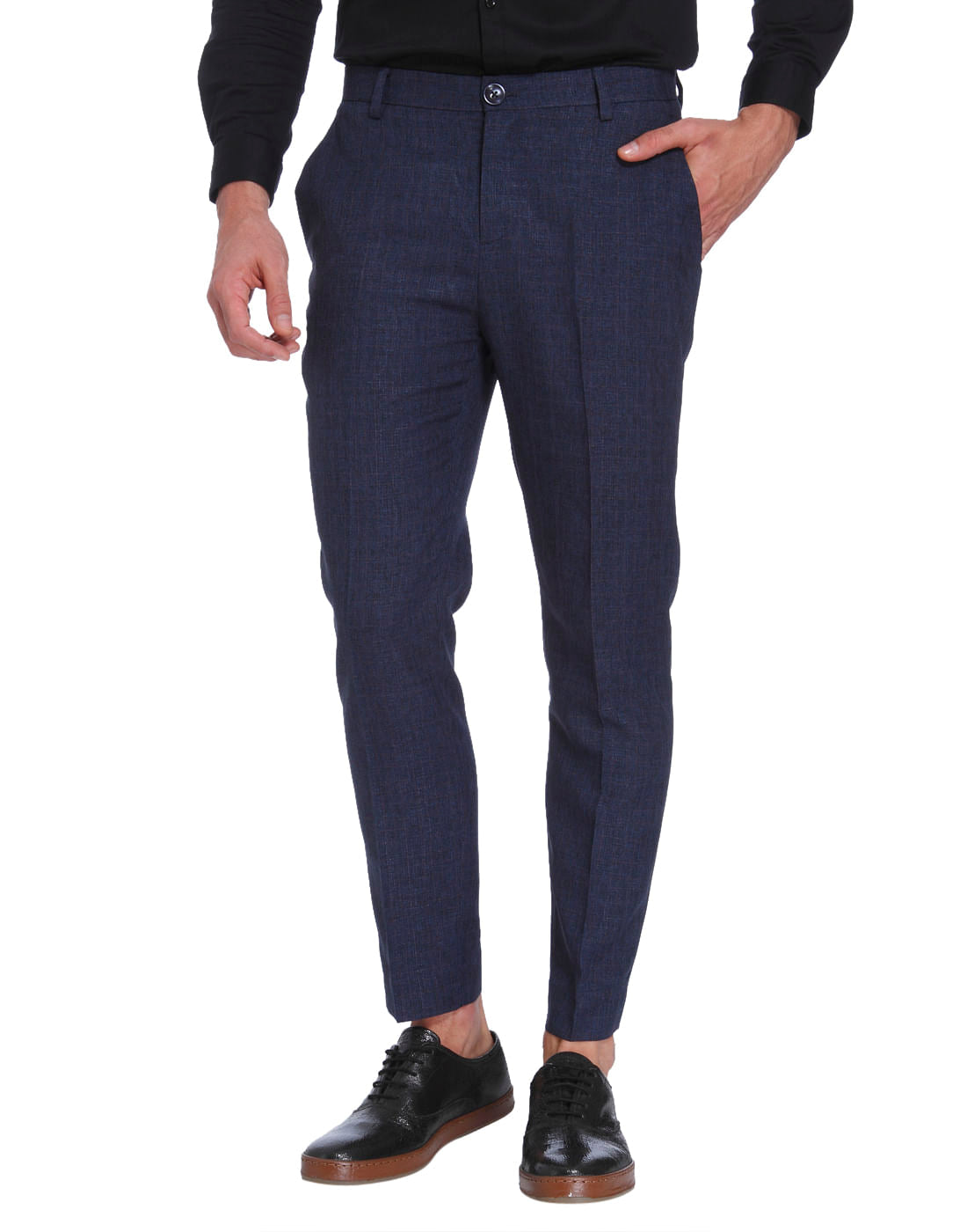 Blue Check Slim Fit Trousers - 46