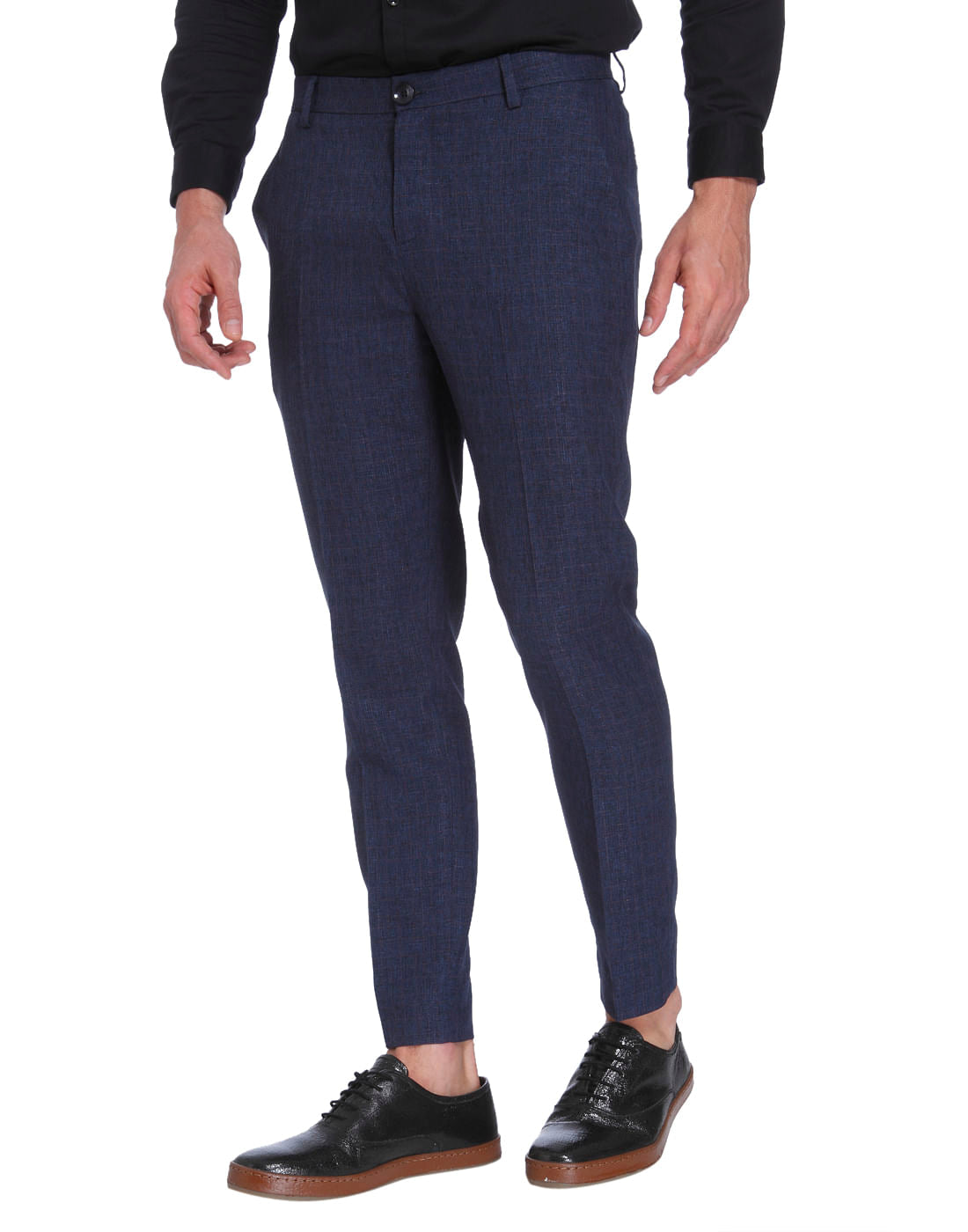 Blue Check Slim Fit Trousers