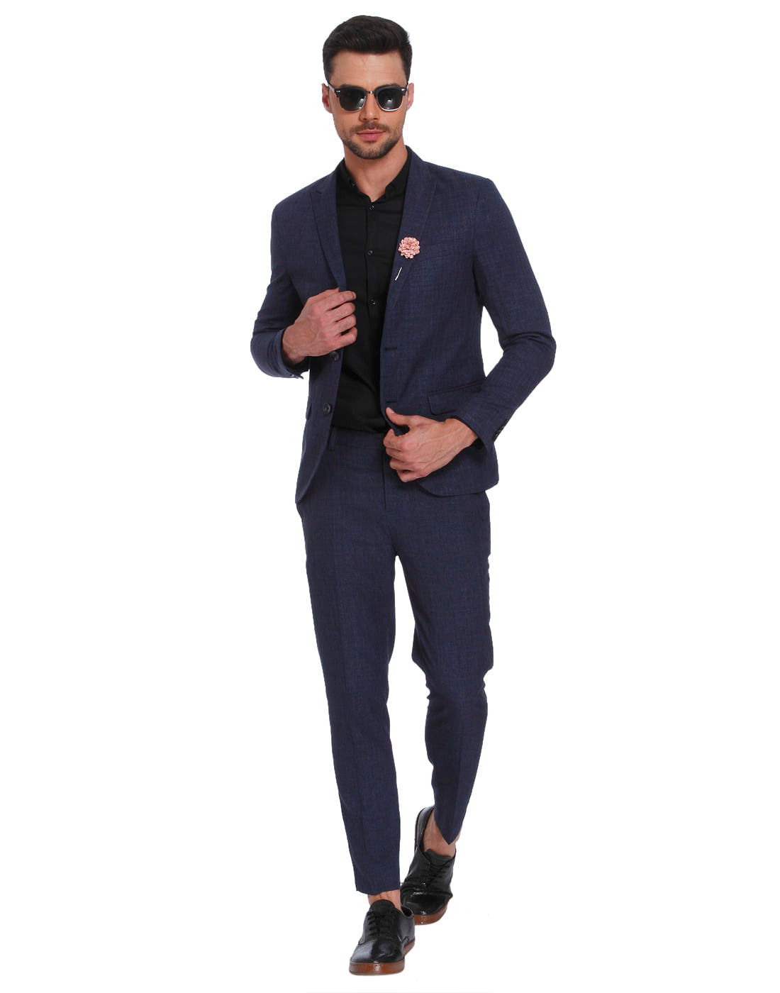 Blue Check Slim Fit Trousers
