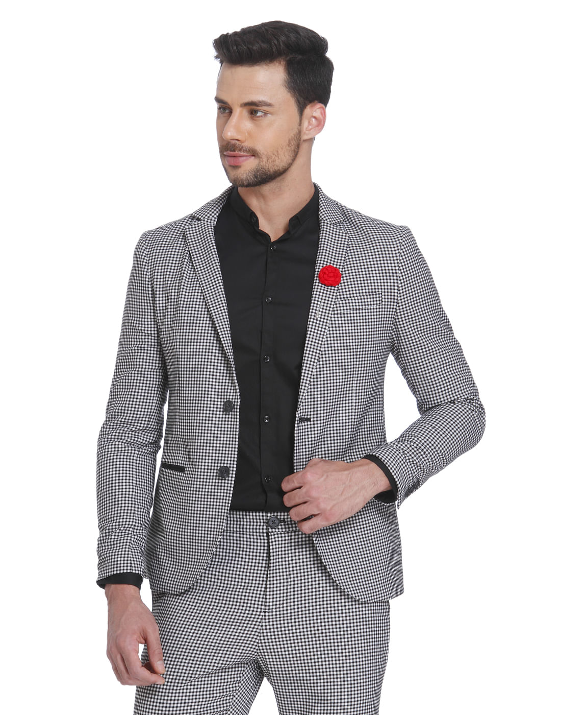 Gingham Slim Fit Blazer - 46