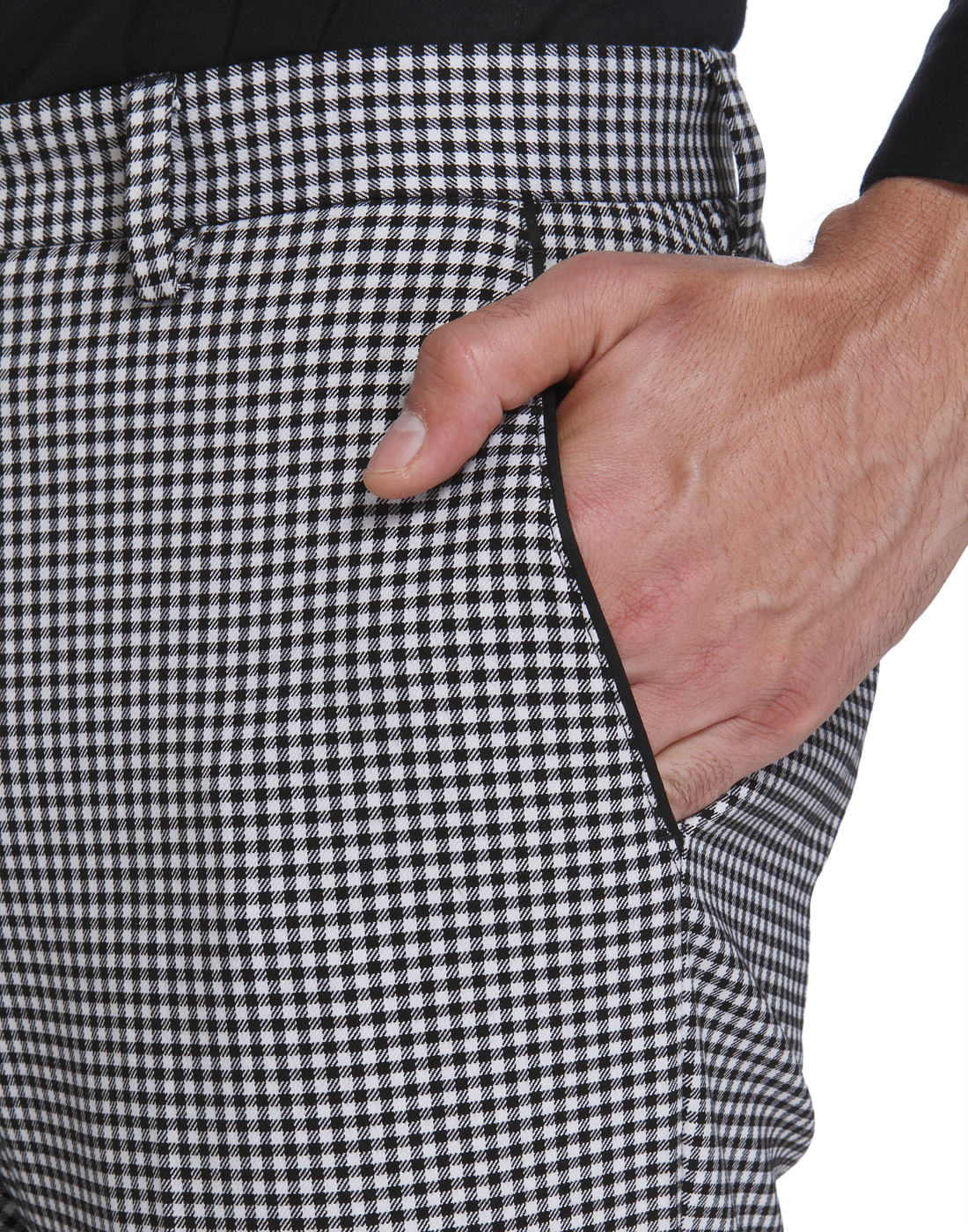 Gingham Print Slim Fit Trousers