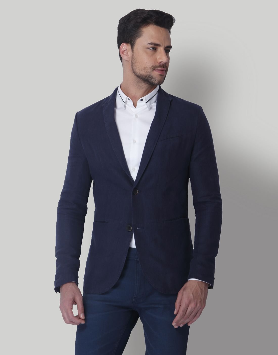 Dark Blue Linen Blazer - 46