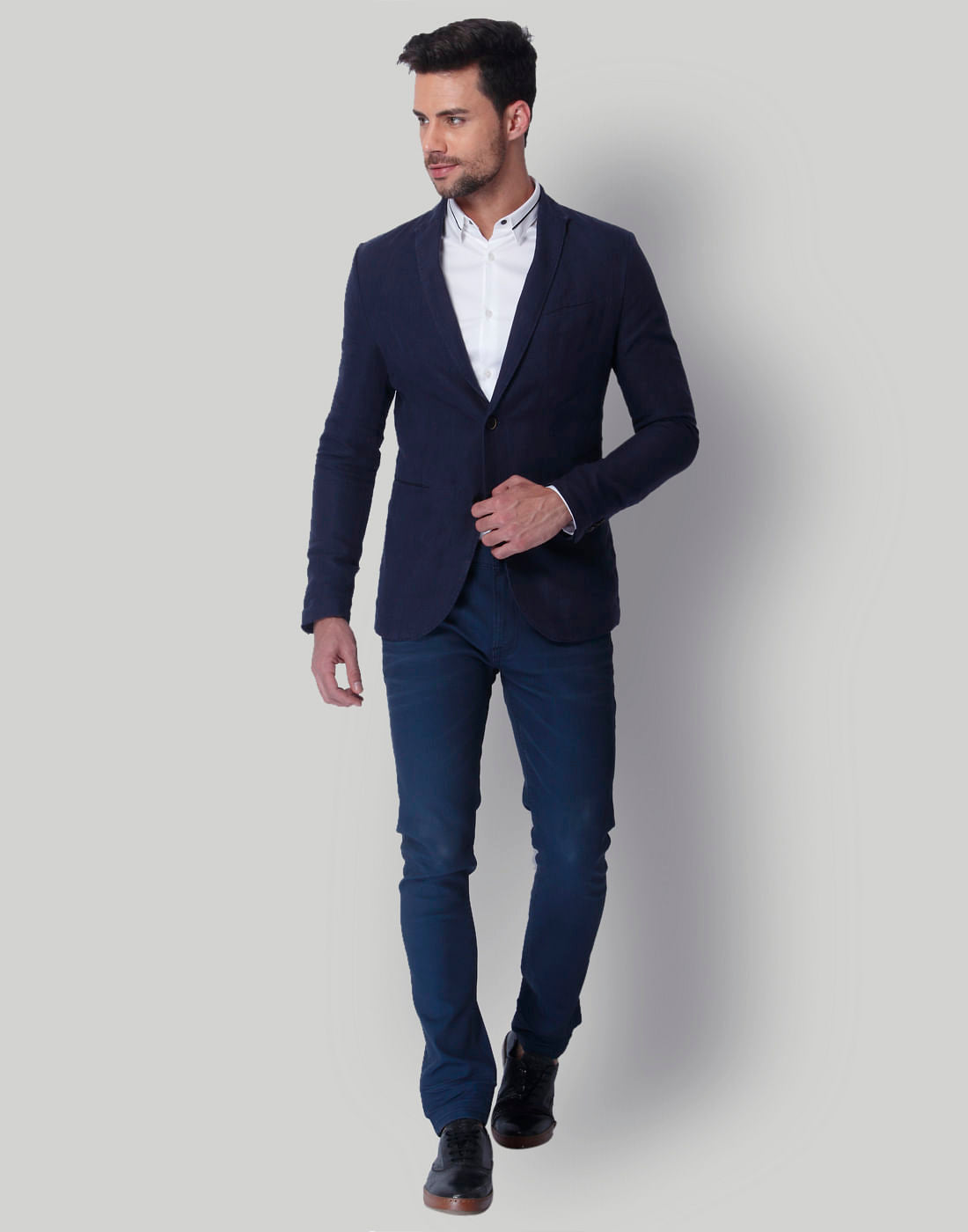 Dark Blue Linen Blazer