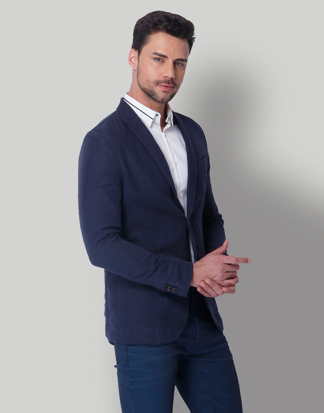 Dark Blue Linen Blazer