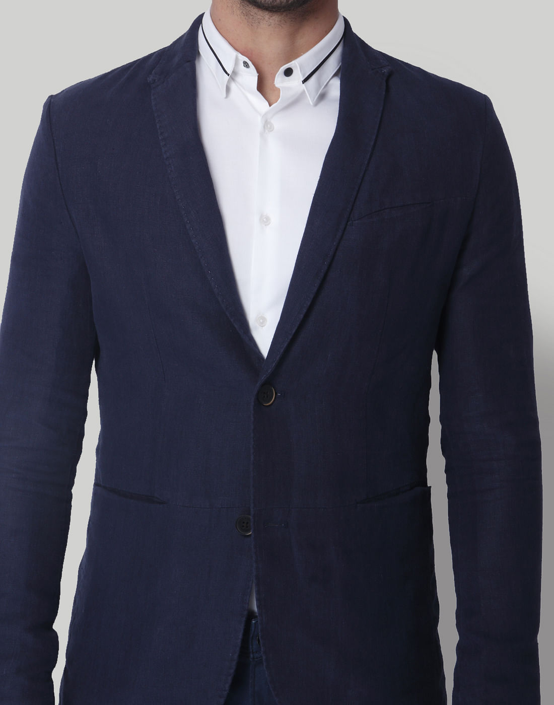 Dark Blue Linen Blazer