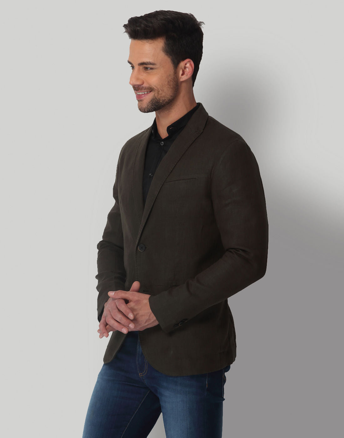 Dark Olive Green Linen Blazer