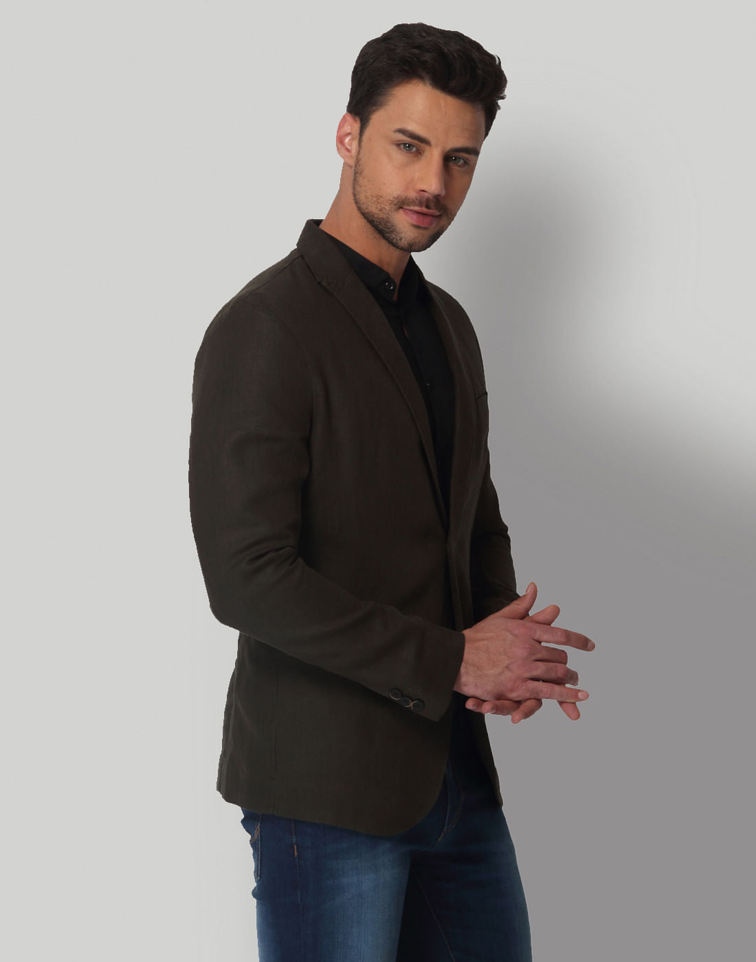 Dark Olive Green Linen Blazer
