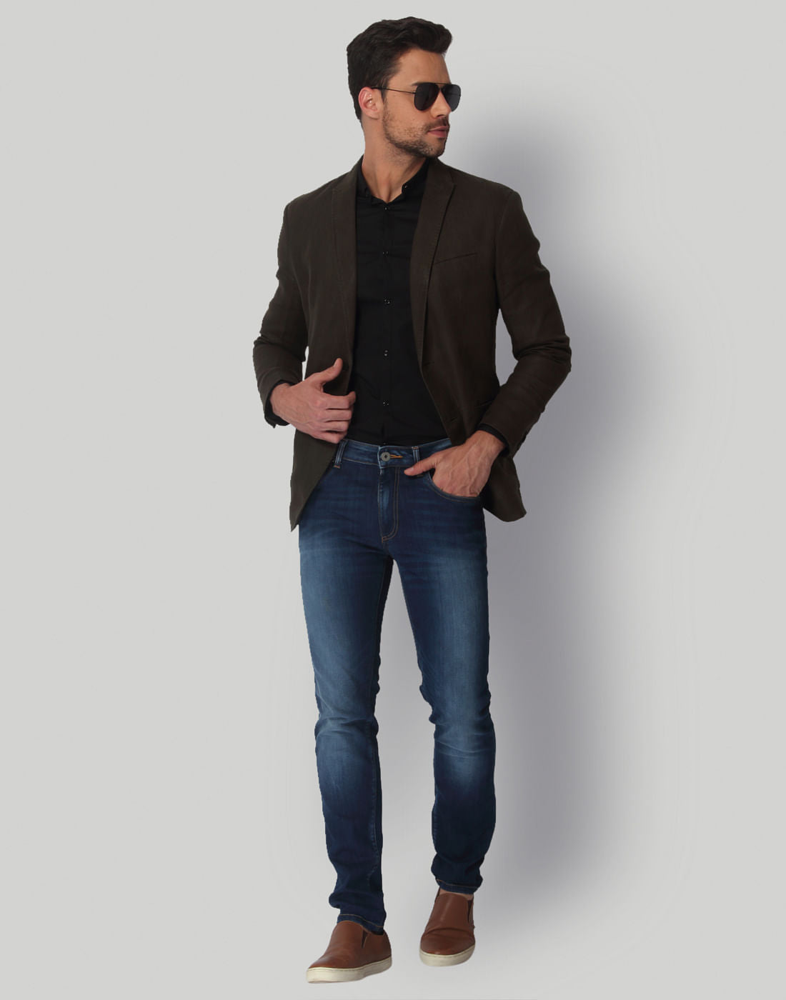Dark Olive Green Linen Blazer