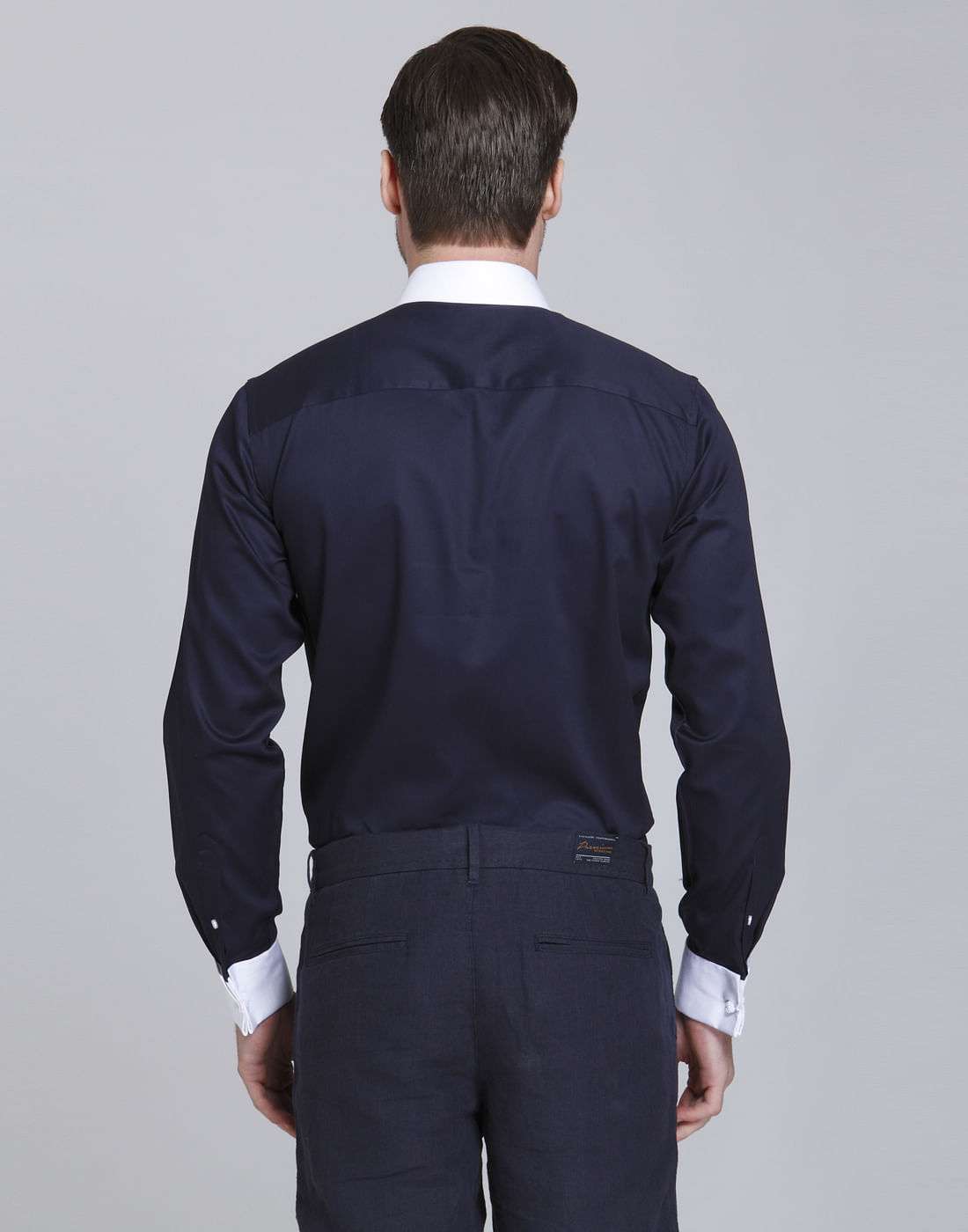 Dark Blue With Contrast Collar & Cuff Shirt