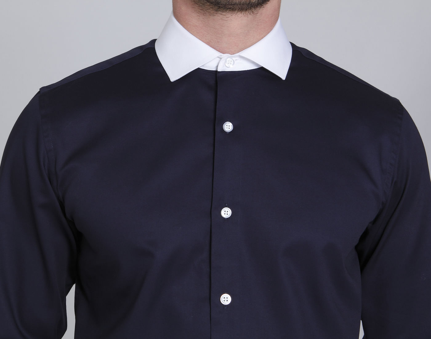 Dark Blue With Contrast Collar & Cuff Shirt