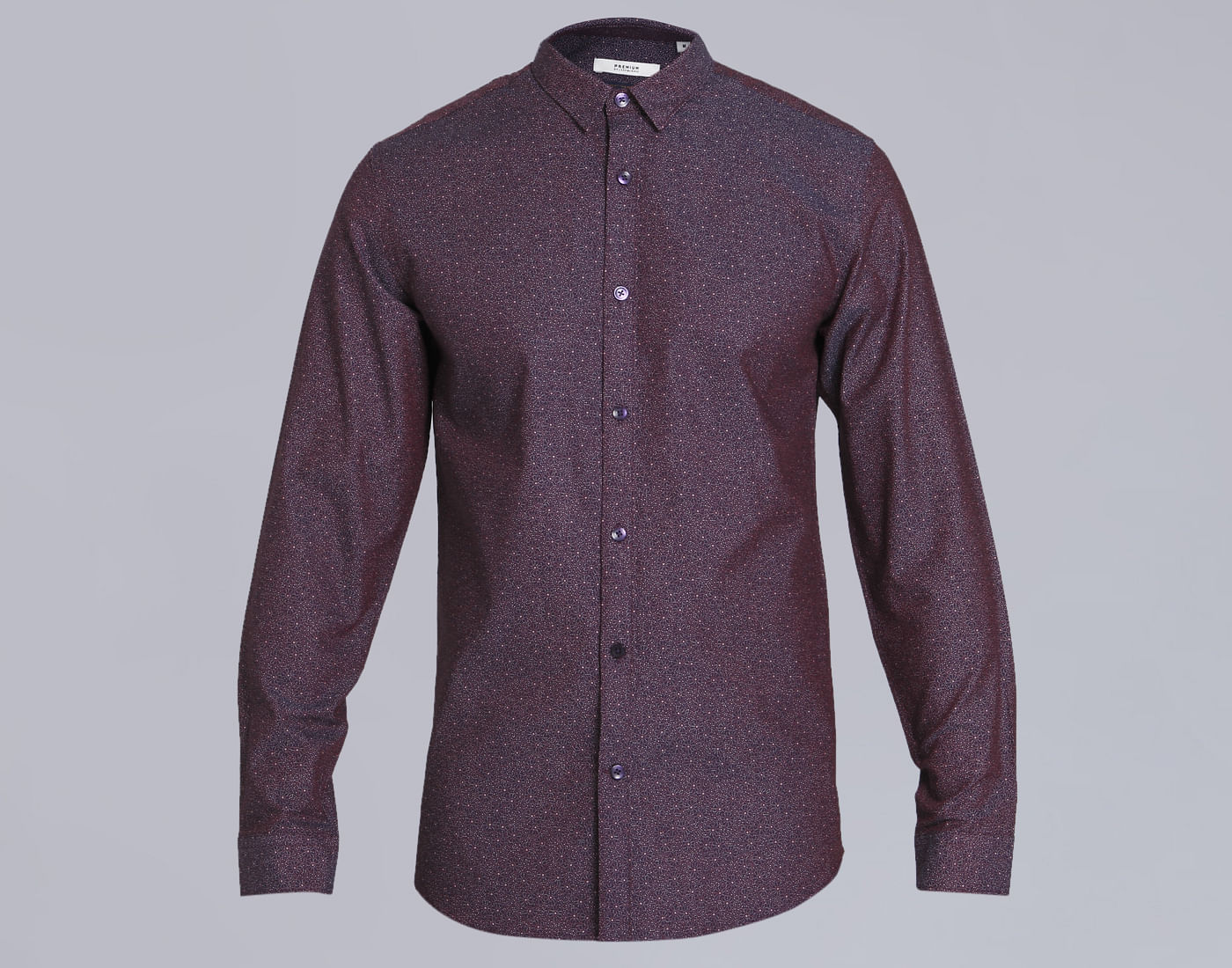 Maroon All Over Print Slim Fit Shirt