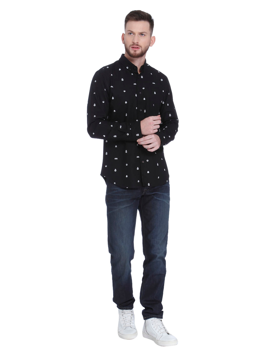 Star Wars Black All Over Print Slim Fit Shirt