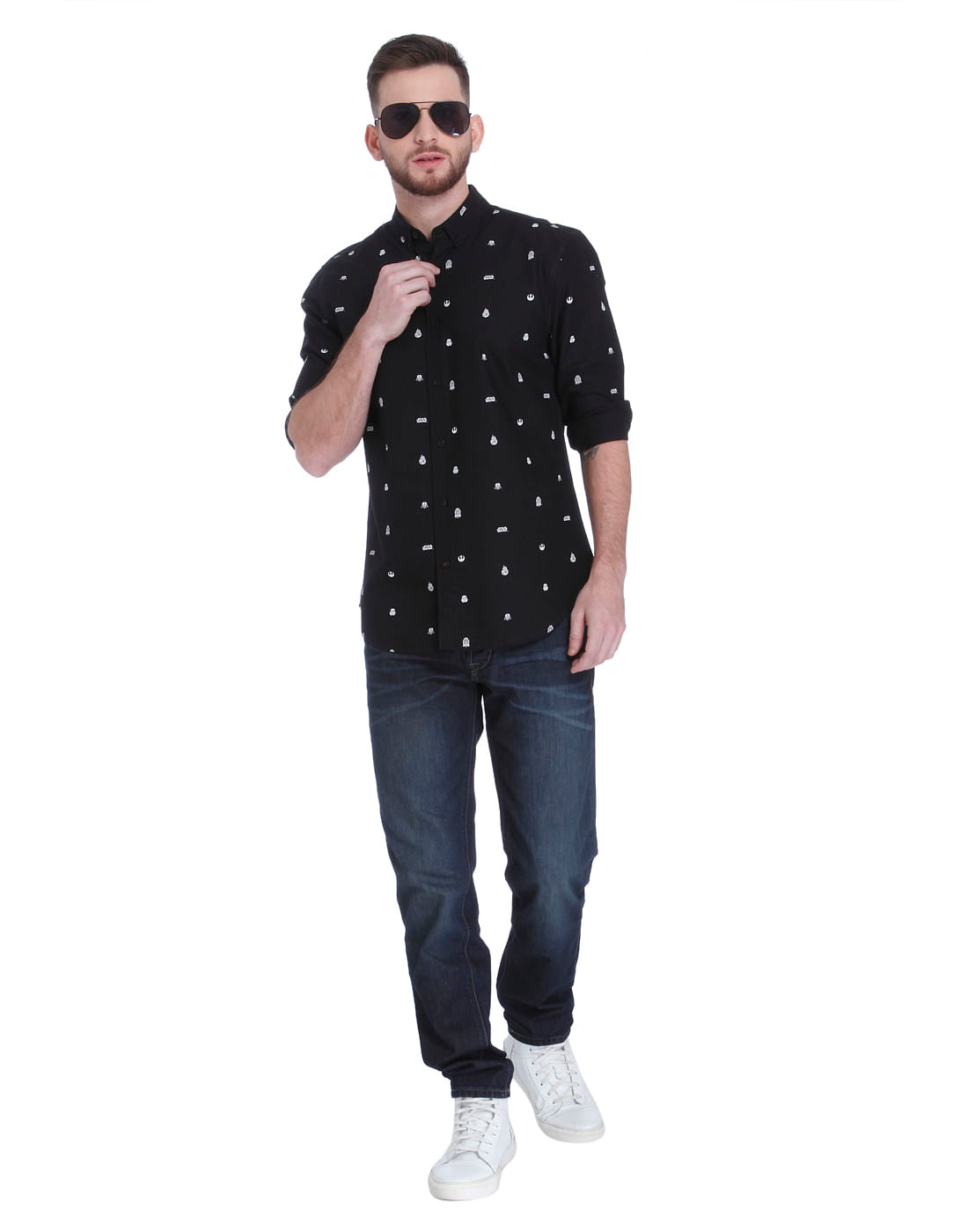Star Wars Black All Over Print Slim Fit Shirt