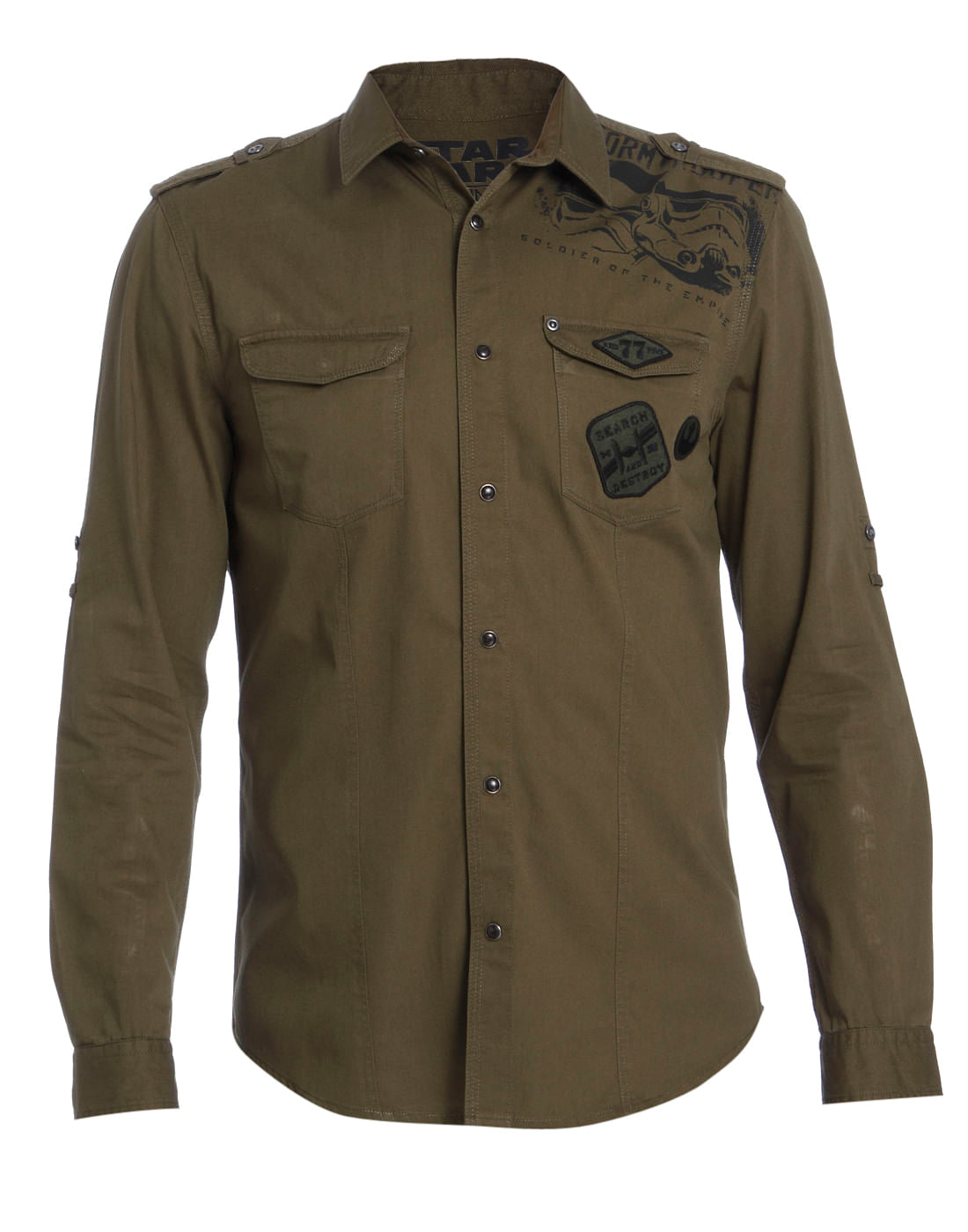 Star Wars Army Green Graphic Print Slim Fit Shirt