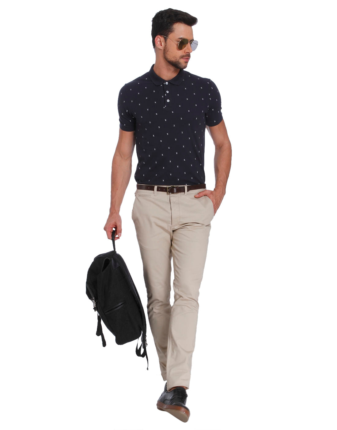 Dark Blue All Over Print Polo T-Shirt