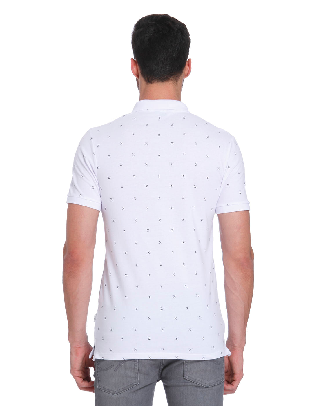 White All Over Print Polo T-Shirt