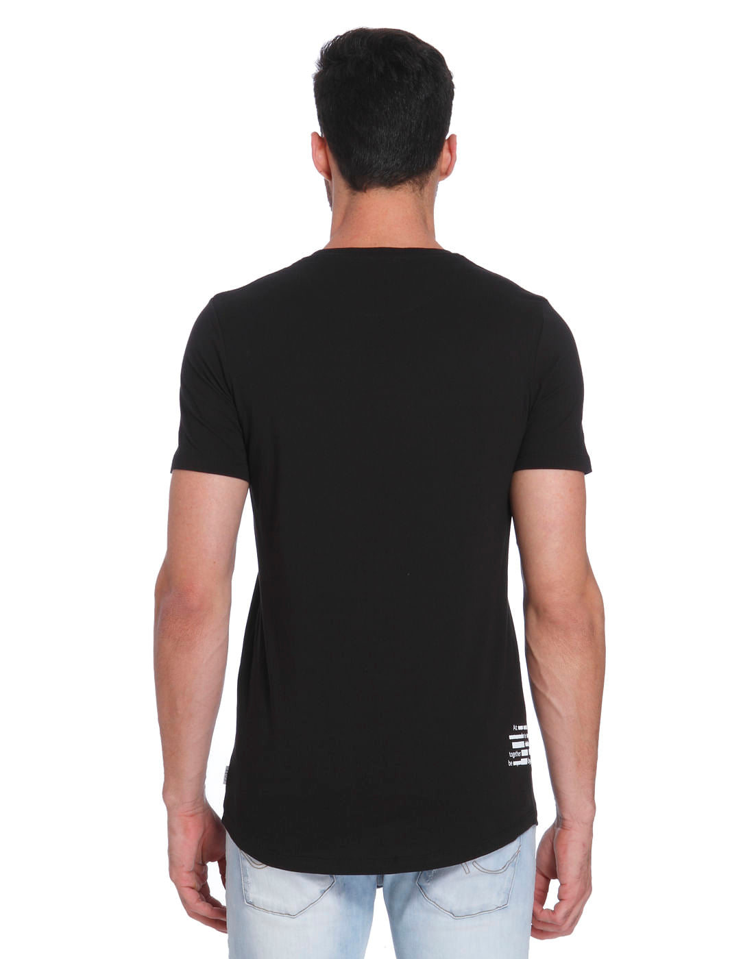 Black & Grey Print Crew Neck T-Shirt