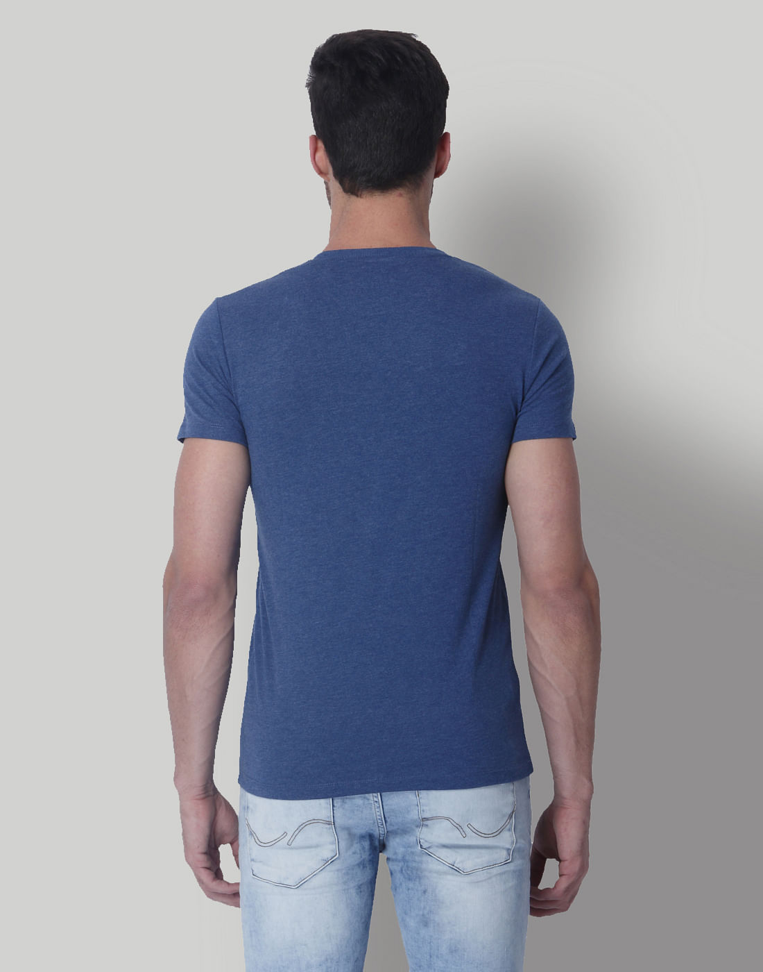 Blue Logo Print Crew Neck T-Shirt